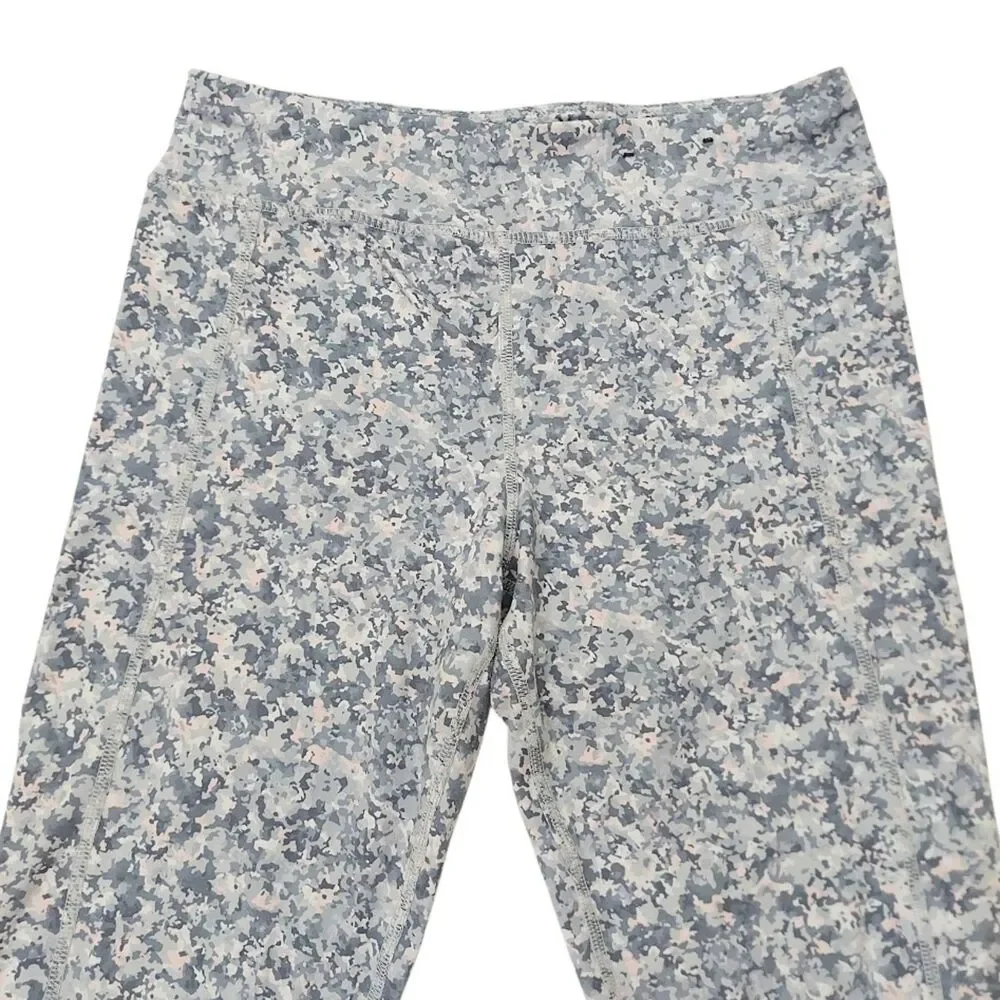 Xersion 7/8 Ankle Leggings Youth L/14 Regular Gray Pink Quick-Dri High Rise Camo